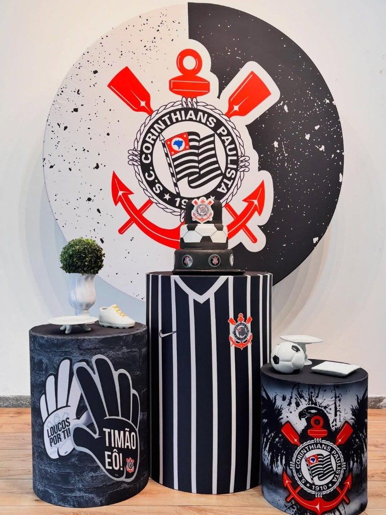Decoração Pegue e Monte Tema Corinthians - Maya Locações Piracicaba